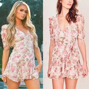 LoveShackFancy Arlo belted ruched floral-print silk-georgette mini dress